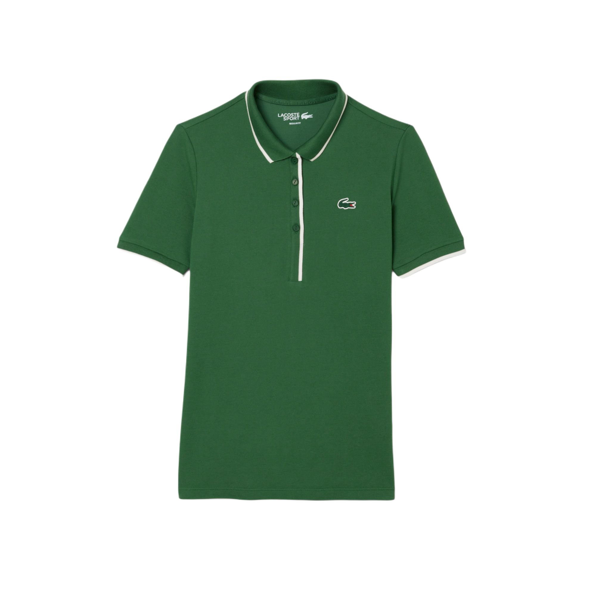 Футболка поло женская LACOSTE, белый/морской синий — фото 3
