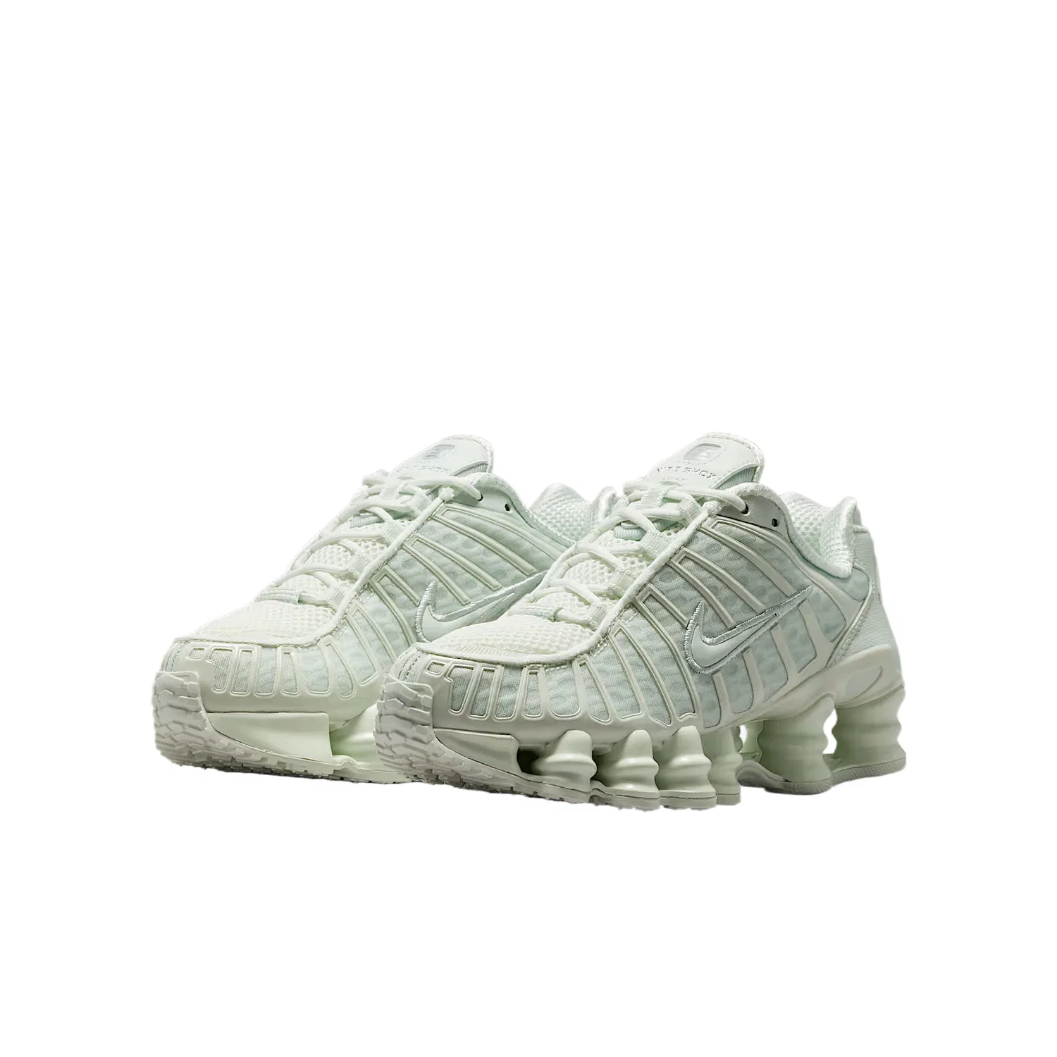 Кроссовки детские Shox TL Series из искусственной кожи и текстиля, дышащие, с поддержкой, низкие Nike, Spruce Green/Light Silver/Metallic Silver/Spruce Green — фото 3
