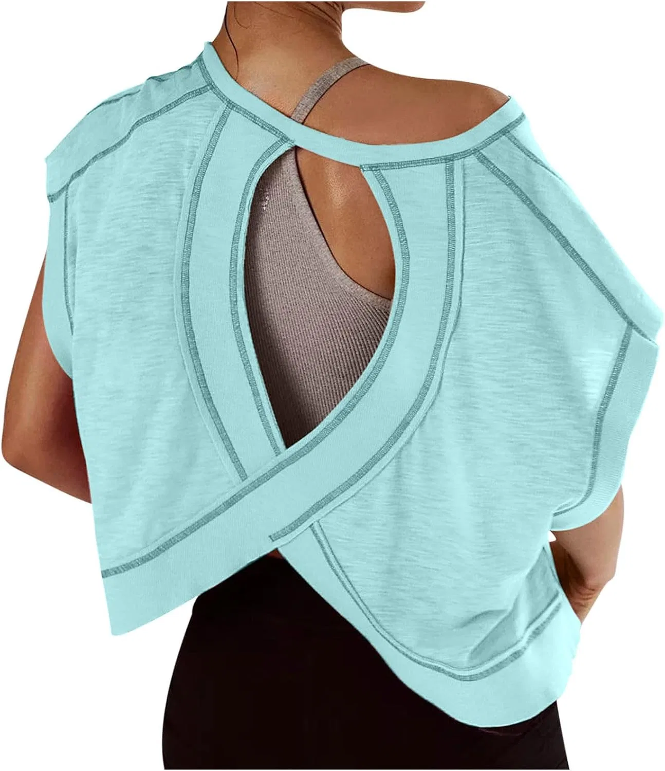 Женская футболка для активного отдыха, Athletic Crop Tops, A#01light Blue