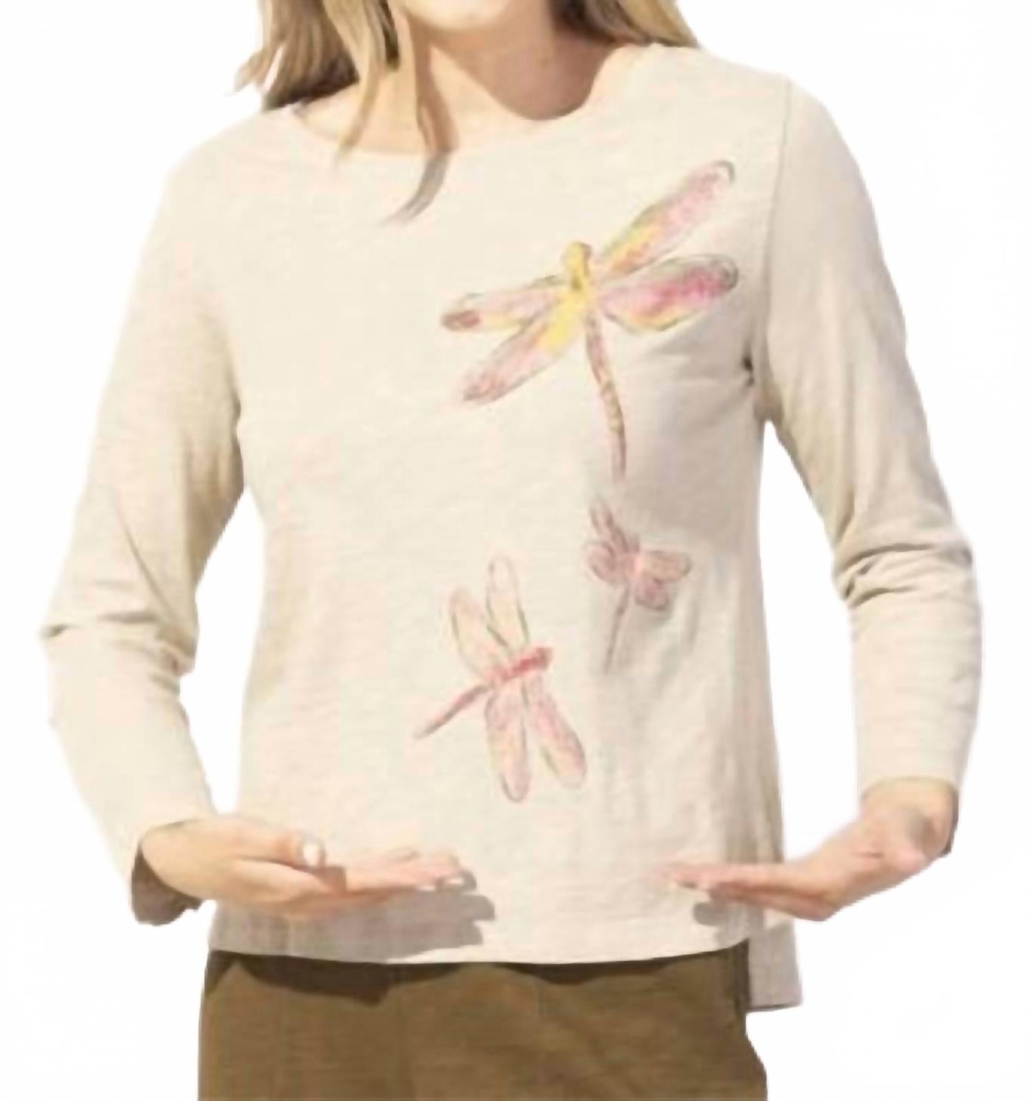 

Habitat Футболка свободного кроя из перуанского хлопка с мозаичным рисунком стрекозы, цвет хаки