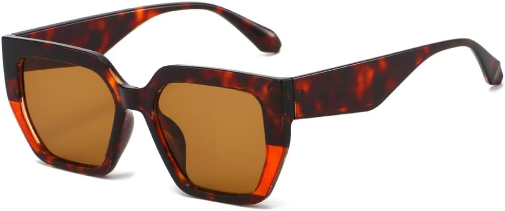 

Популярные модные квадратные солнцезащитные очки для женщин, ретро-очки с заклепками, мужские модные очки с леопардовым принтом и защитой от УФ-излучения UV400 TVTBBVV, Leopard Tea