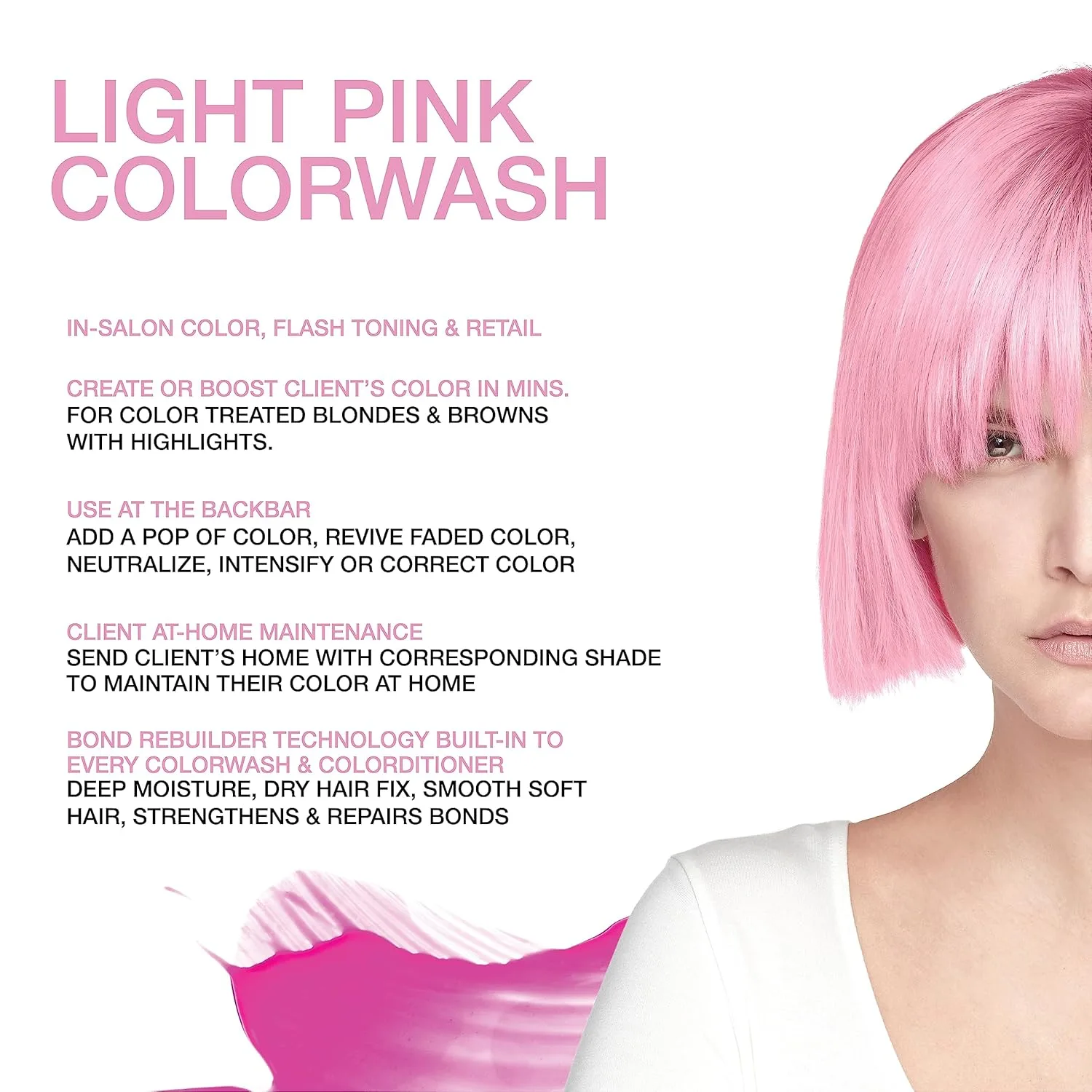 Шампунь Celeb Luxury Colorwash Color Depositing Shampoo - освежитель цвета, веганская краска для волос, средство для восстановления связей Bondfix, Viral и Gem Lites., Pastel Light Pink — фото 2