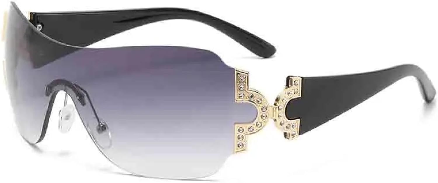 

Ретро-тренды, цельные солнцезащитные очки, женская и мужская мода, безрамочные солнцезащитные очки, роскошная уличная фотография, защита от УФ-излучения UV400 TKKTLLT, Black Gradien Gray