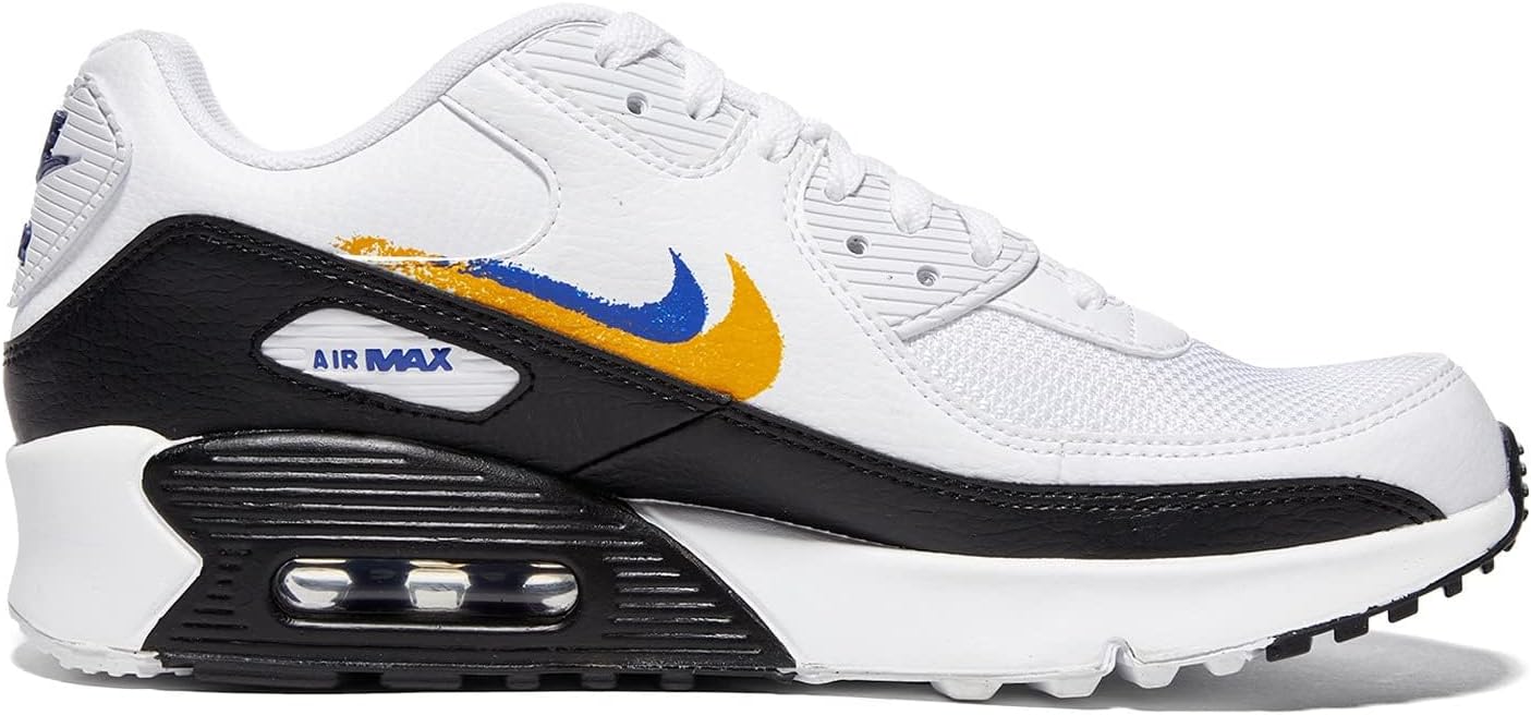 Кроссовки Nike Air Max 90 (Big Kid), белый/синий/золотой — фото 2