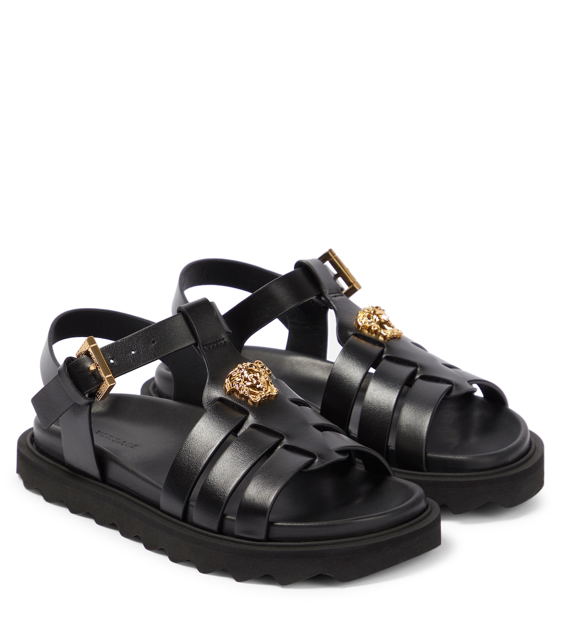 

Сандалии из кожи La Medusa Versace Kids, Nero-Oro Versace