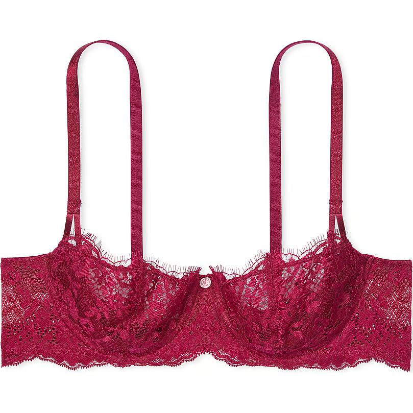 Victoria's Secret Бюстгальтер Dream Angels Wicked Unlined Lace Balconette/CR Bra для женщин, цвет Campari Red