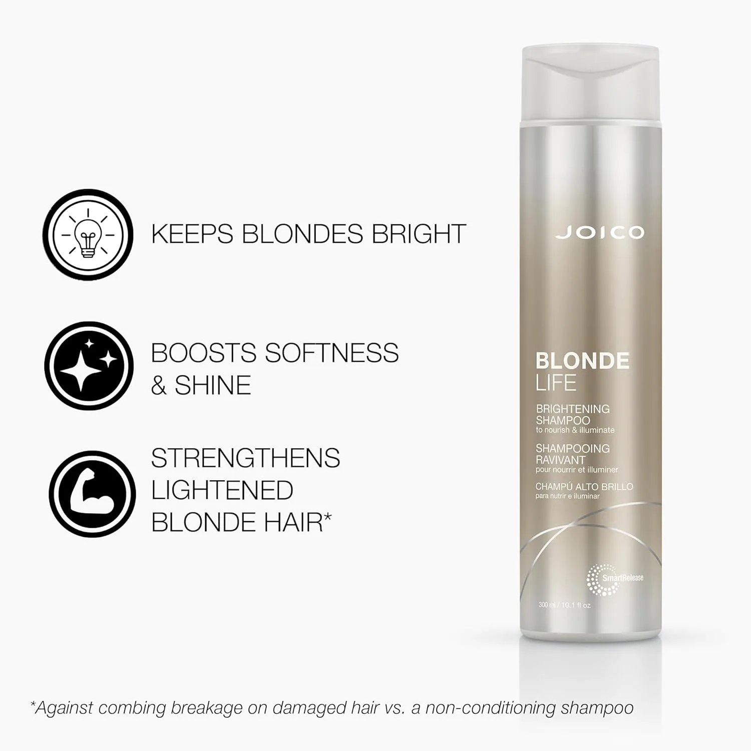 Осветляющий шампунь и кондиционер Joico Blonde Life | Для светлых волос | Придает мягкость и гладкость | Без сульфатов | Обогащен маслом монои и таману 550 мл (1 шт.) — фото 3