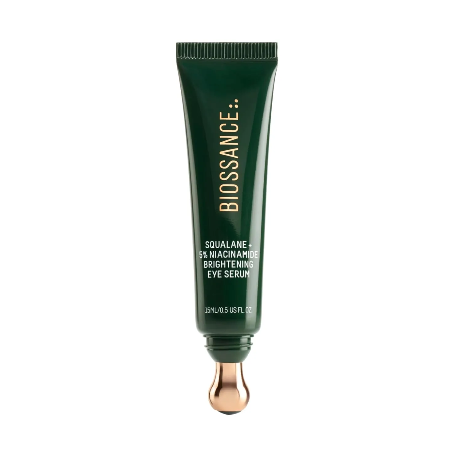 Biossance Squalane + 5% ниацинамид сыворотка для глаз - осветляющее и противоотечное средство от темных кругов - формула с витамином C и кофеином - роллер из нержавеющей стали для успокаивающего массажа - для всех типов кожи