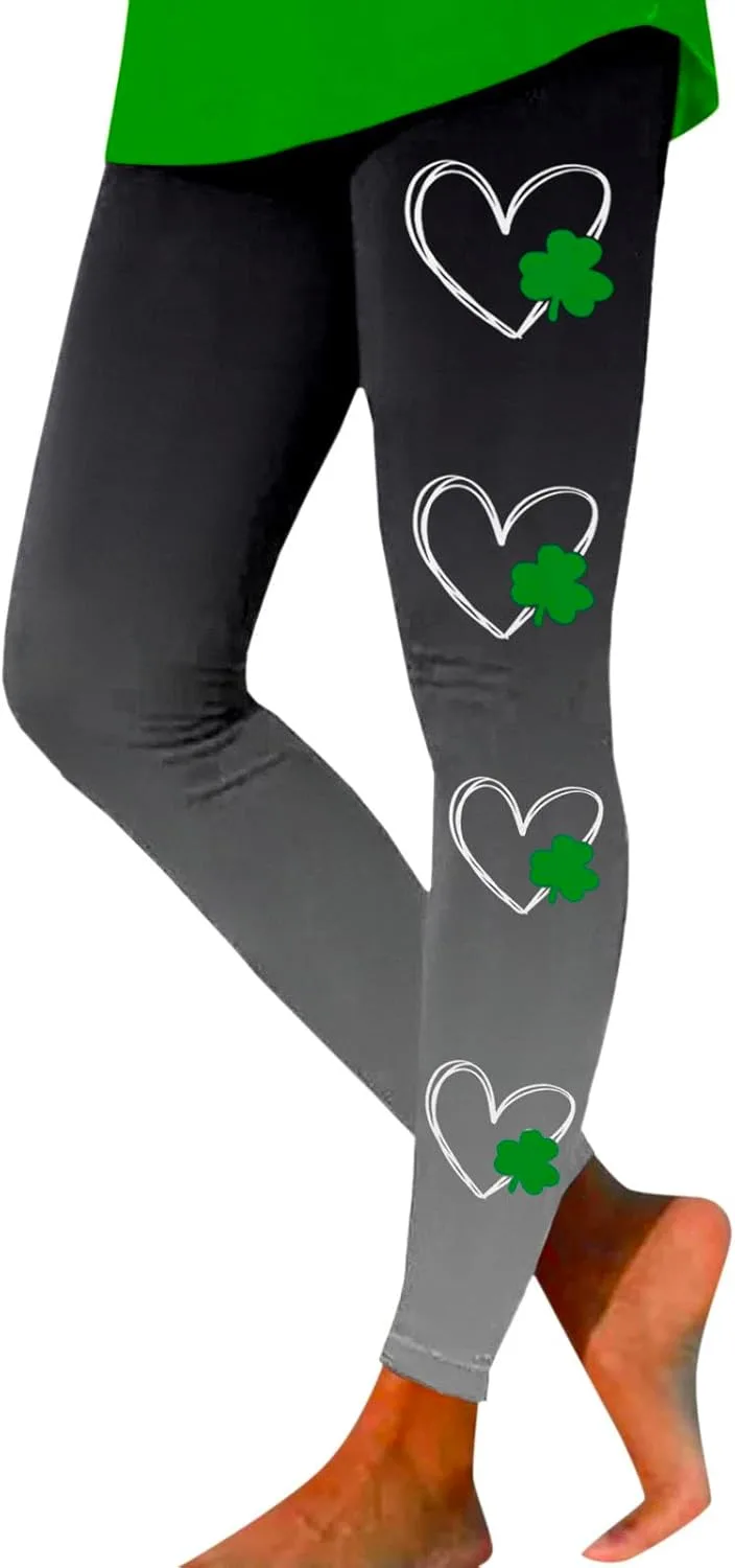 

Высокие спортивные штаны для йоги с принтом клевера Mgoohoen