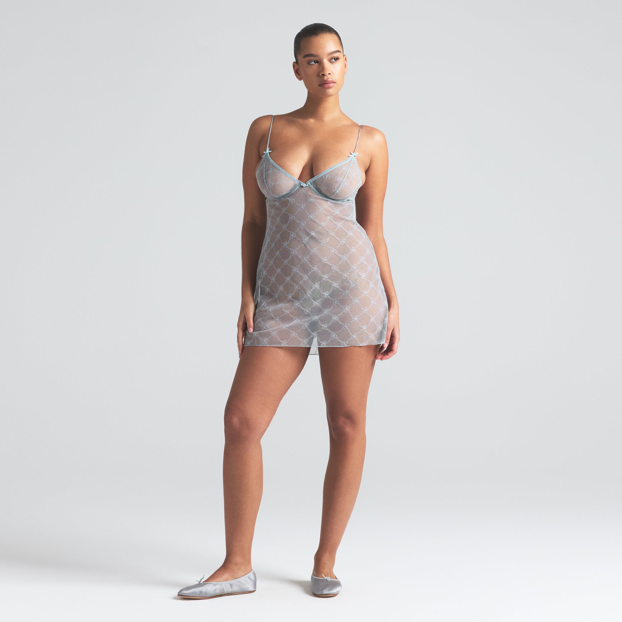 

Платье-комбинация на косточках SKIMS SPRING INTIMATES, цвет mercury bow tulle