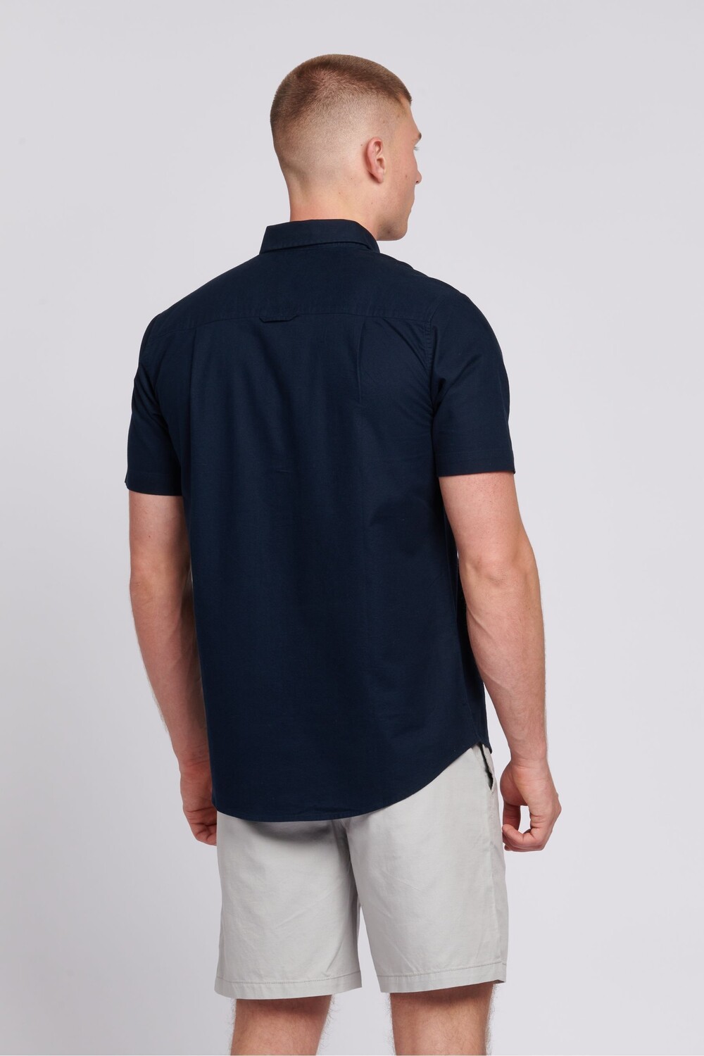 Мужская оксфордская рубашка с коротким рукавом U.S. Polo Assn, синий — фото 4