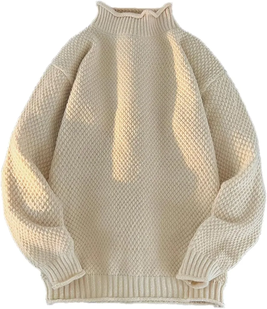 

Мужской вязаный свитер белый с длинным рукавом Fnfmrfmr