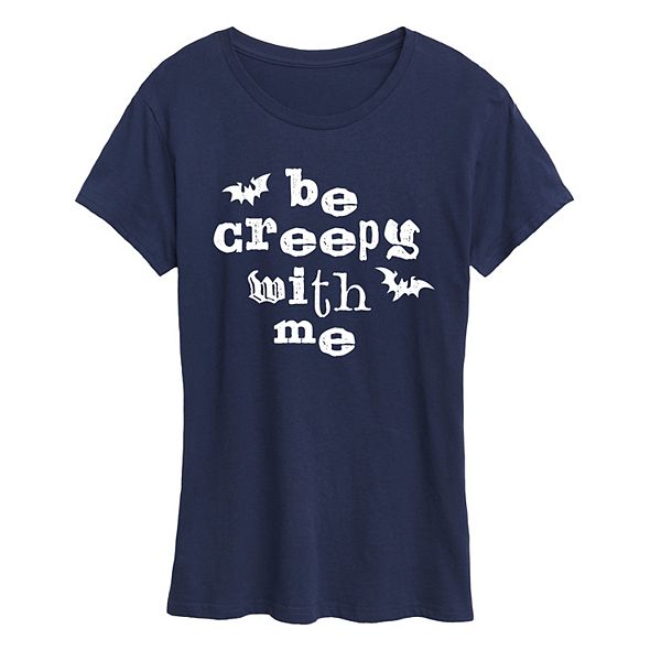 

Женская футболка с принтом "Be Creepy With Me" Unbranded, Navy, Синий, Женская футболка с принтом "Be Creepy With Me" Unbranded, Navy