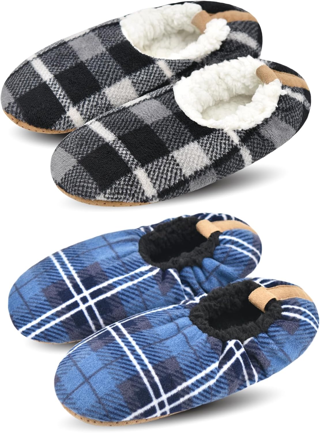 

Мужские мягкие носки-тапочки DICUIRD с противоскользящей подошвой, уютная и теплая подкладка из шерпы, домашние тапочки с мягкой подошвой, синий/серый
