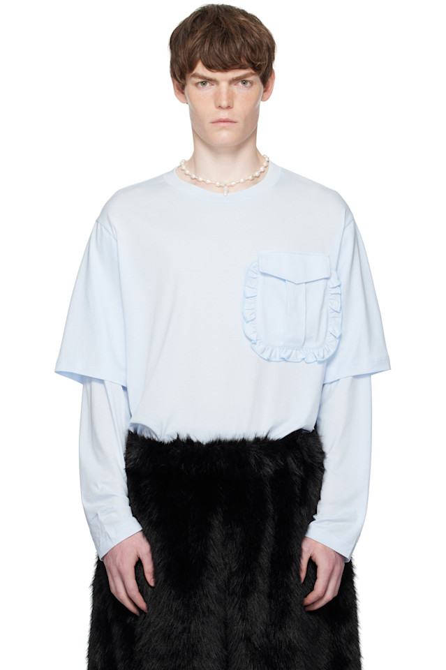 

Длинный рукав с карманом в рюшах и многослойным дизайном Simone Rocha, синий
