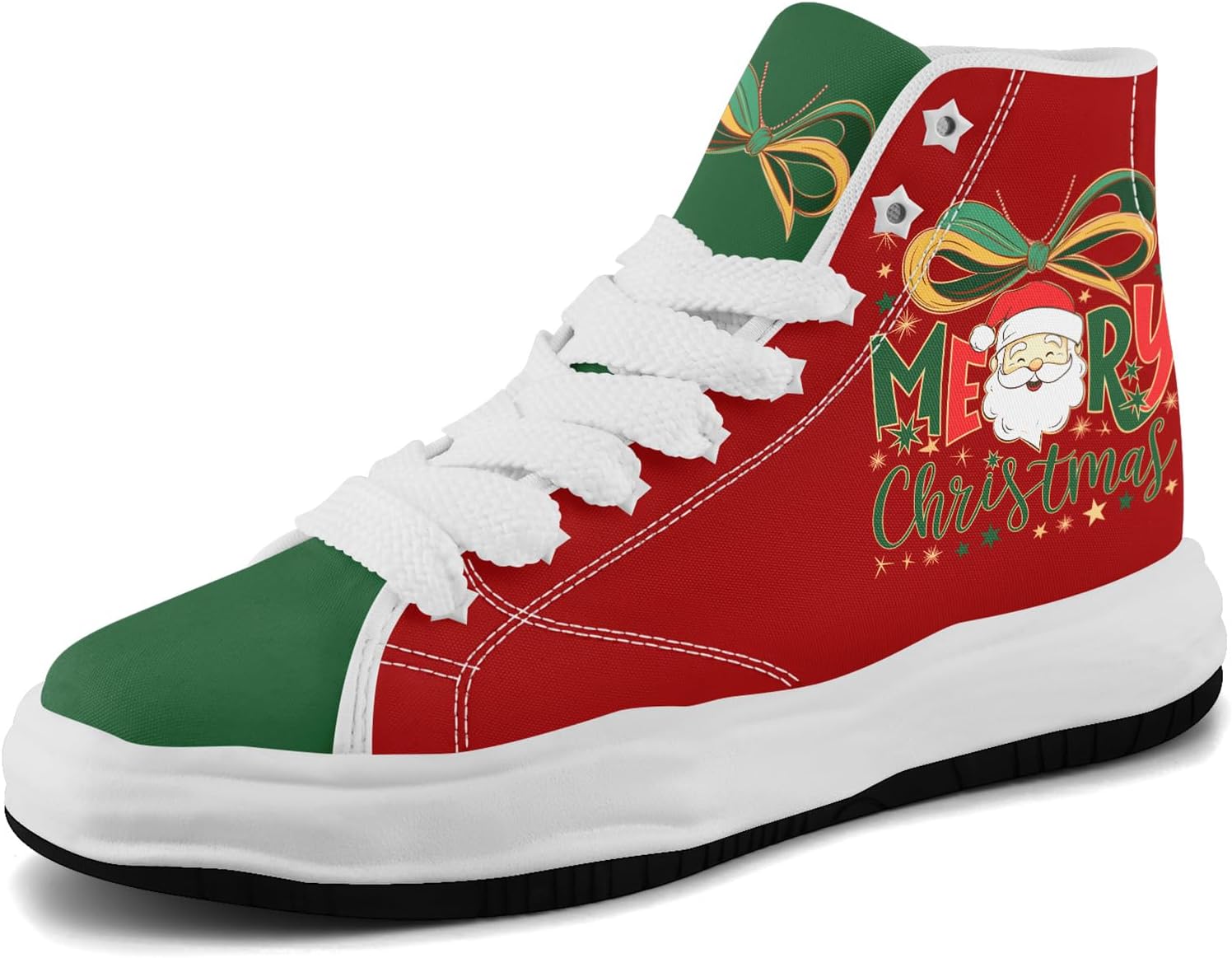 

Высокие кеды AWSOLE на Рождество для женщин и мужчин, милые праздничные кроссовки из холщовой ткани, для вечеринок, повседневные шнуровки, модная обувь для прогулок, белый/черный/красный/зеленый/желтый