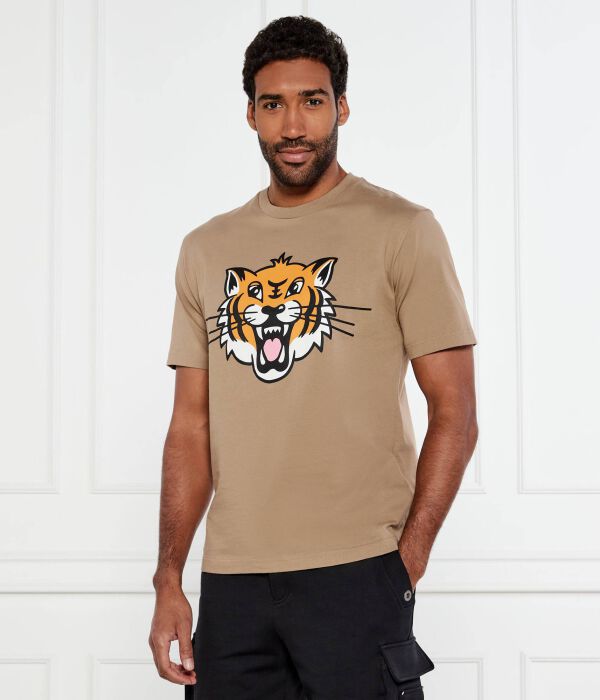 

Футболка с изображением счастливого тигра Regular fit Kenzo, коричневый