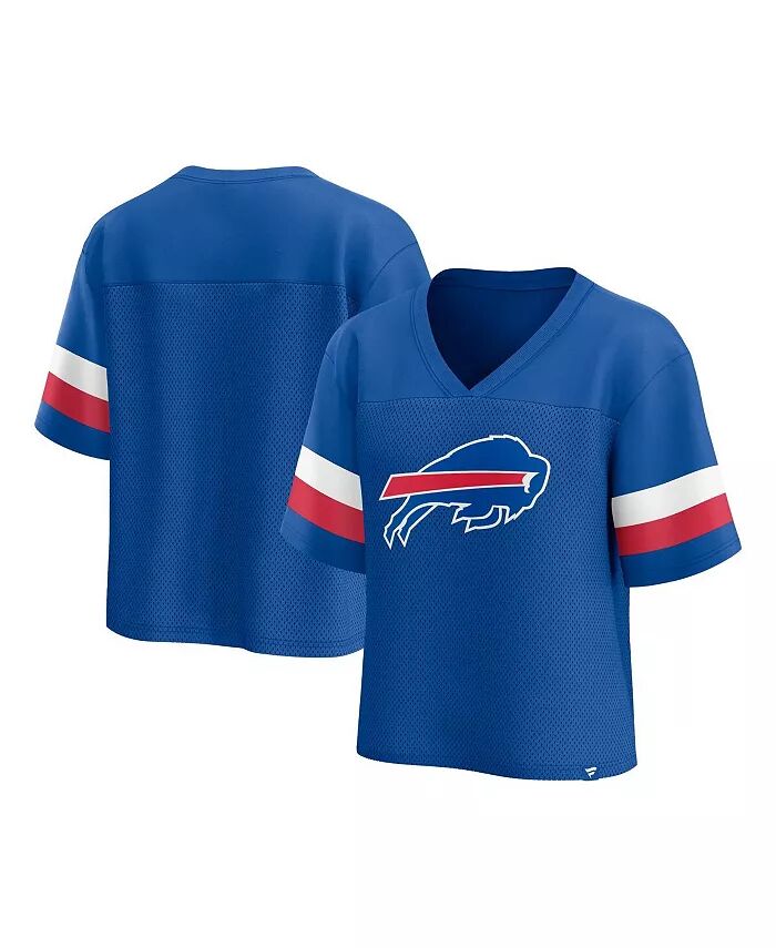 

Женская футболка Royal Buffalo Bills Established Jersey Cropped с V-образным вырезом Fanatics