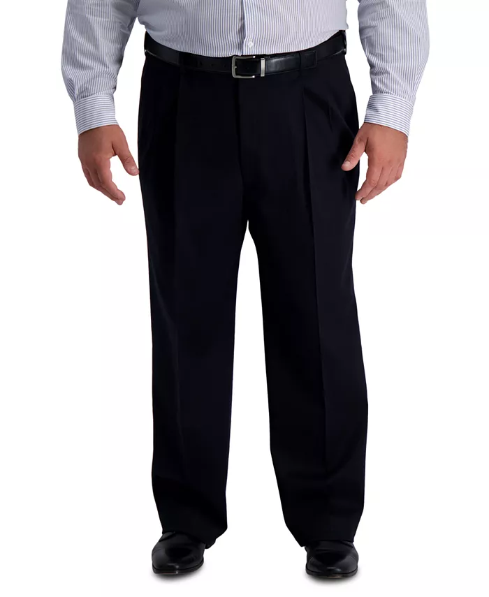

Мужские классические брюки Big & Tall Iron Free Premium Khaki со складками Haggar, черный