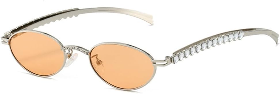 

Женские солнцезащитные очки со стразами, стильные овальные солнцезащитные очки, винтажные круглые солнцезащитные очки, мужские очки с бриллиантами, роскошные очки DSXLY, Silver Orange