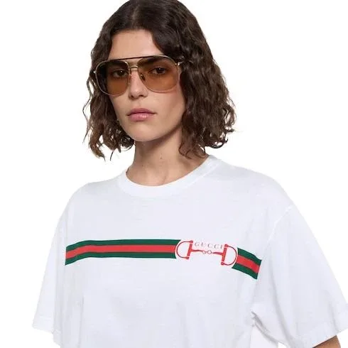 Хлопковый трикотаж Gucci 26 с принтом, женский, белый — фото 3