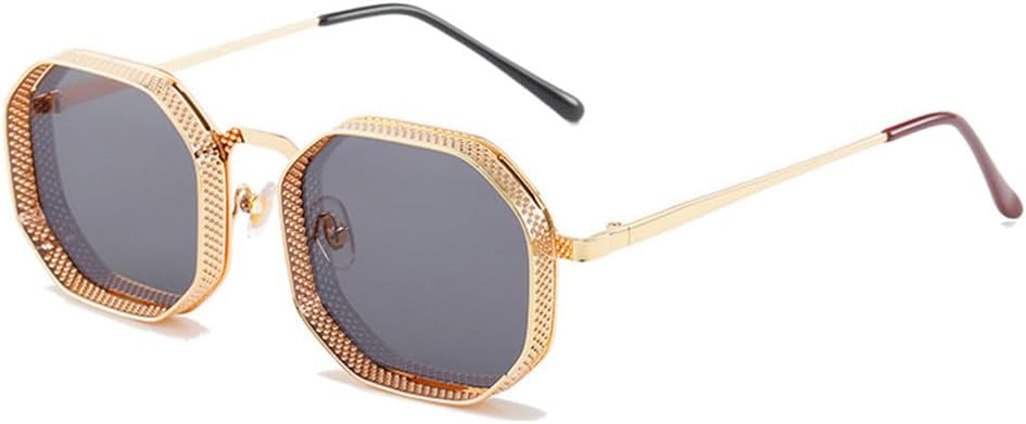 

Ретро металлические стимпанк многоугольные полые солнцезащитные очки для женщин, модные зеркальные градиентные очки, защита от УФ-излучения UV400, мужские панк-солнцезащитные очки generic, Golden Gray