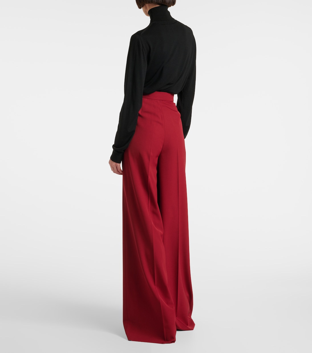 Брюки-палаццо из габардина из натуральной шерсти Ninfa Max Mara, Rosso — фото 3