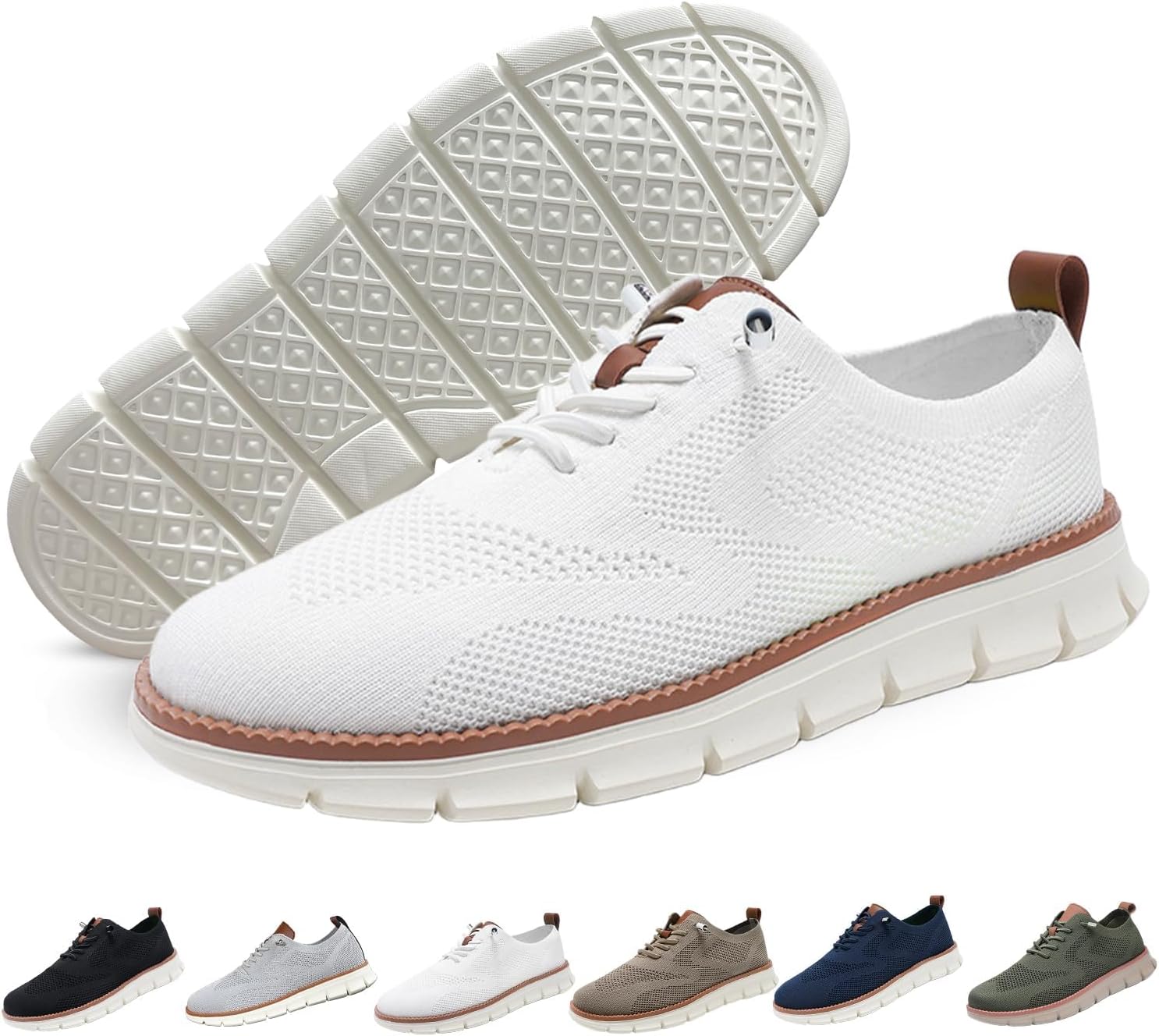 

Мужская повседневная обувь Бизнес-кэжуал Дышащие лоферы На шнуровке Легкие кроссовки для ходьбы Обувь Breeze Оксфорды Eleton, белый