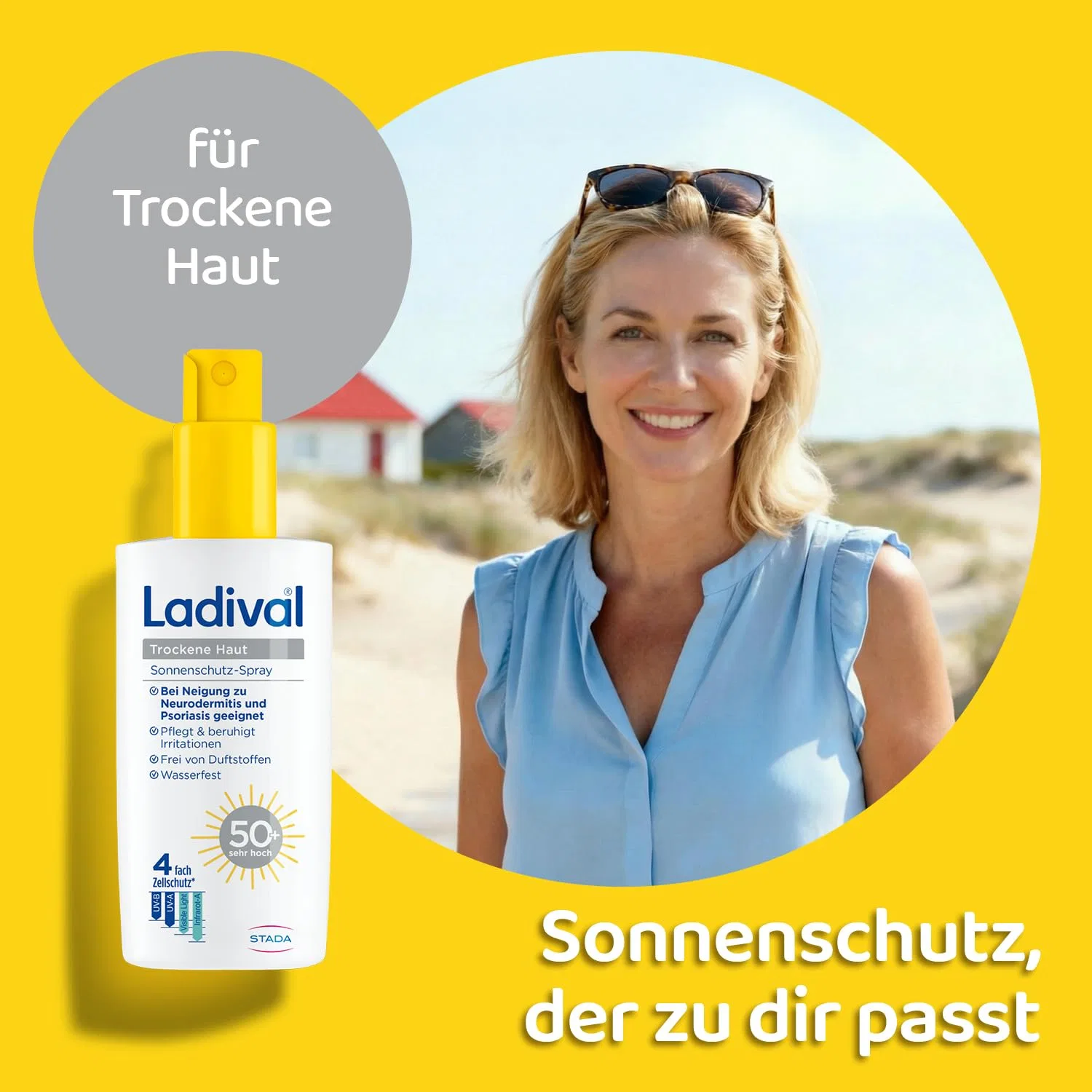 Солнцезащитный спрей Ladival SPF 50+ для сухой кожи 150 мл ‎Ladival — фото 3