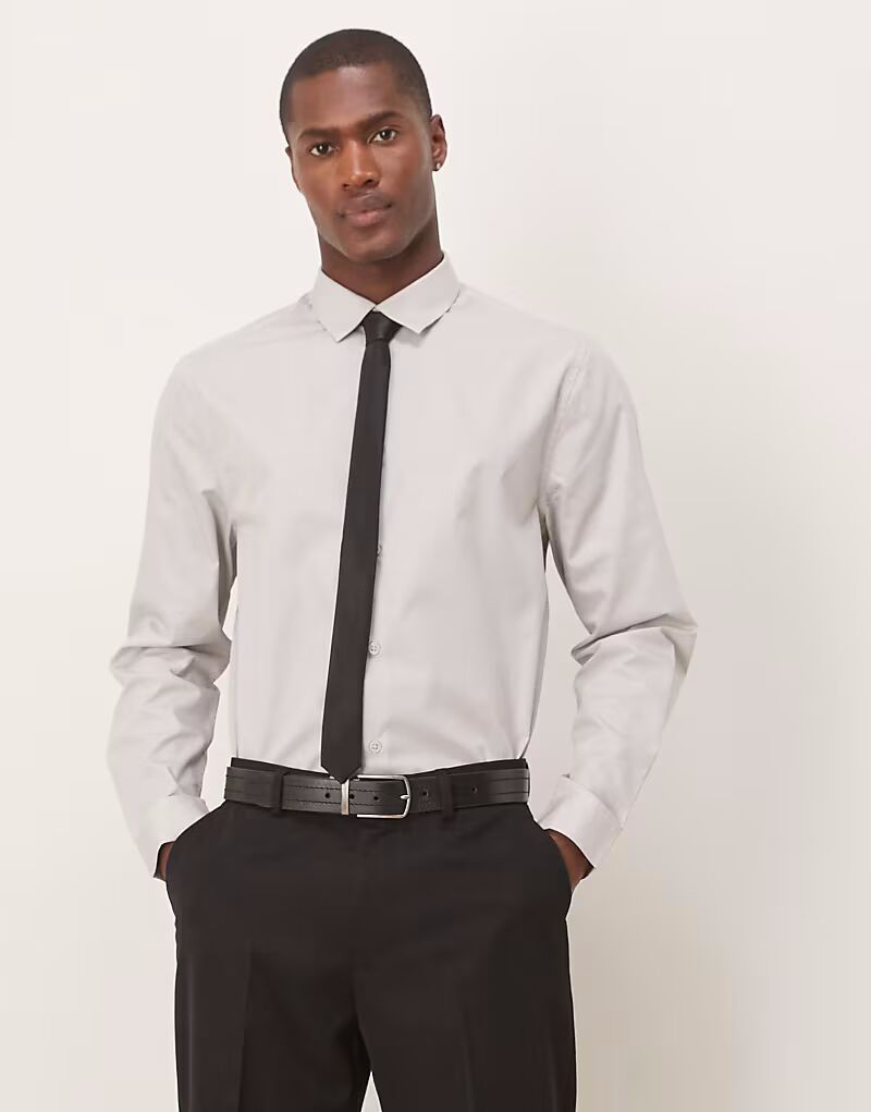 

ASOS DESIGN формальная рубашка серого цвета, которую легко гладить