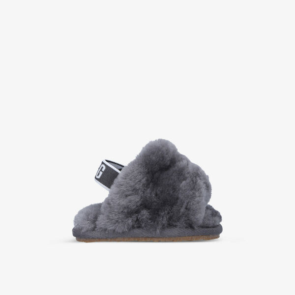 

Сандалии Fluff Yeah из овчины с логотипом и ремешком, 2–5 лет Ugg, серый