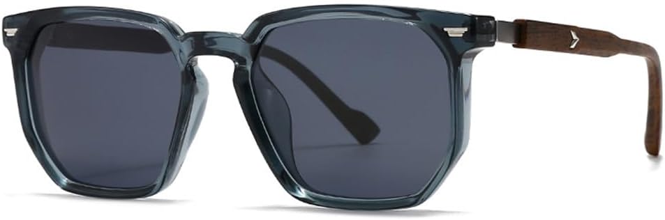 

Многоугольные квадратные мужские поляризованные солнцезащитные очки, модные женские солнцезащитные очки с отделкой под дерево и заклепками, солнцезащитные очки UV400 UJNHGQ, Blue Light Blue Gray