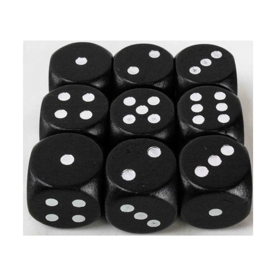 

d6 Дерево — черный с серебром (с крапинками) (9), Dice - Wood (Koplow)