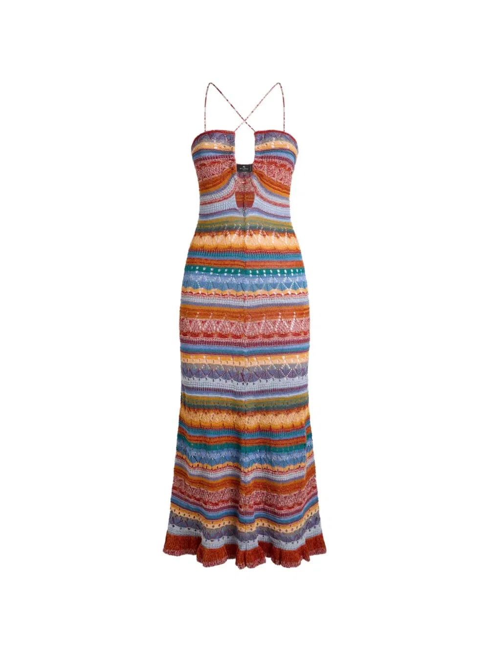Вязаное макси-платье в полоску Etro, красный