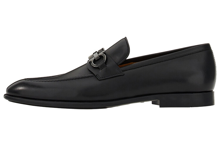 Мокасины кожаные Ferragamo Gancini Horsebit, черный
