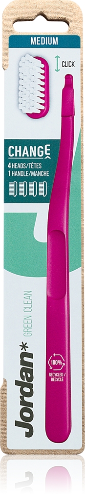 

Зубная щетка Change Green Clean Medium с 4 насадками Jordan, 1 шт