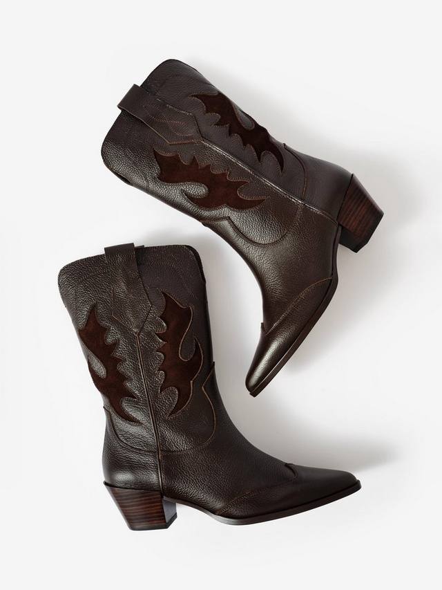 Ковбойские ботинки Dulcie из кожи Mint Velvet, Dark Brown — фото 2