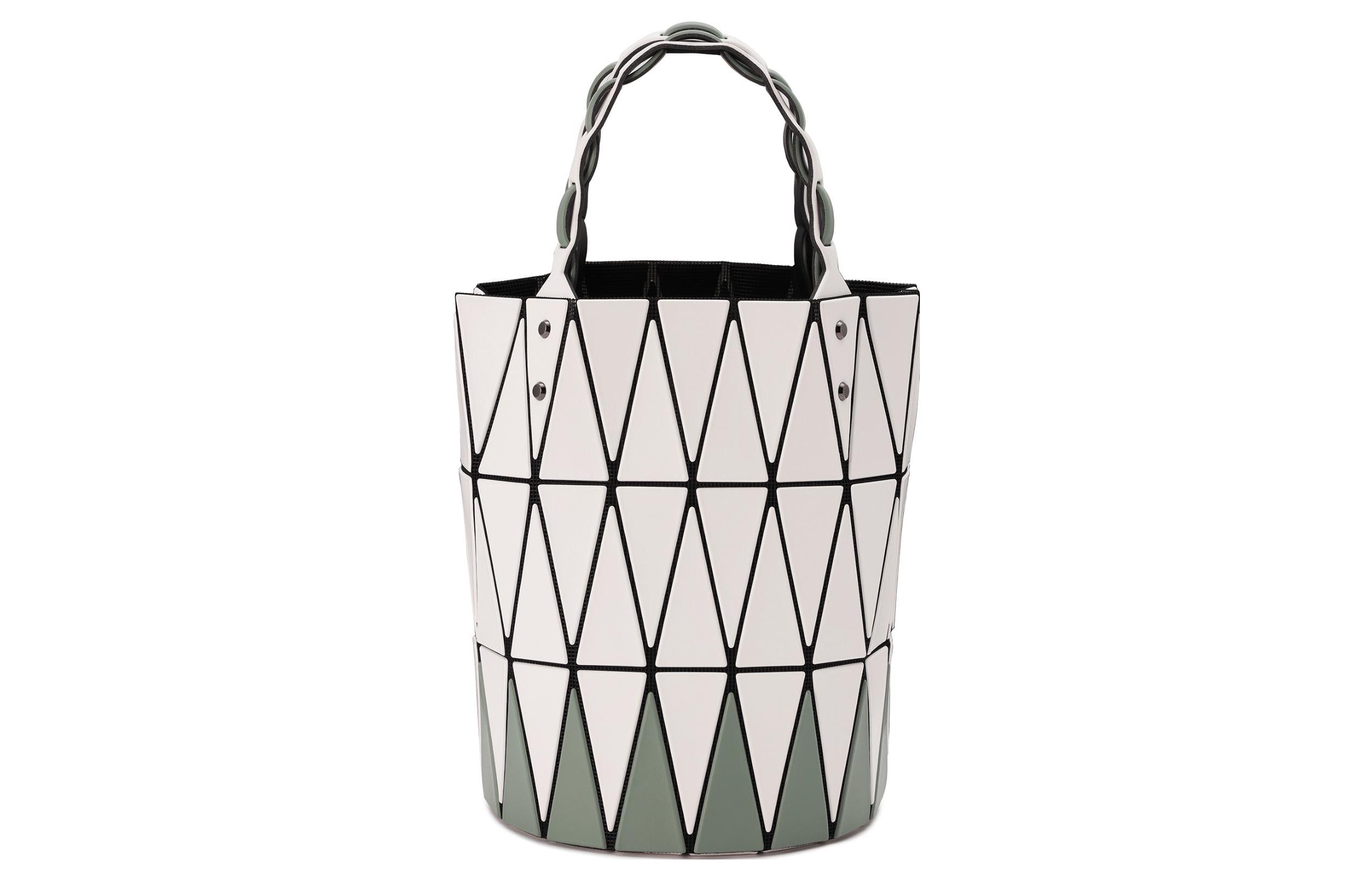 

ISSEY MIYAKE Сумка из винилхлоридной смолы цилиндрической формы женская повседневная бело-зеленая