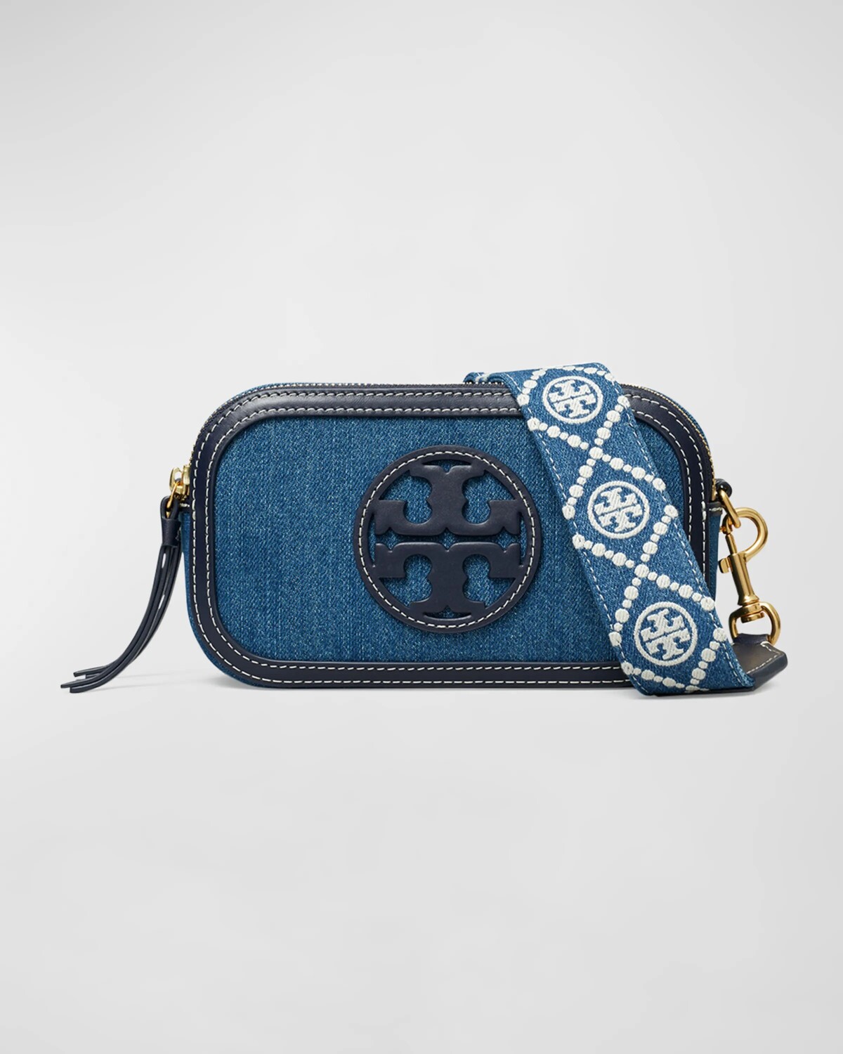 

Миниатюрная джинсовая сумка через плечо Miller Tory Burch, цвет Denim Multi