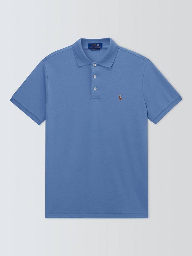 

Хлопковая поло Slim Fit с коротким рукавом Ralph Lauren, Channel Blue