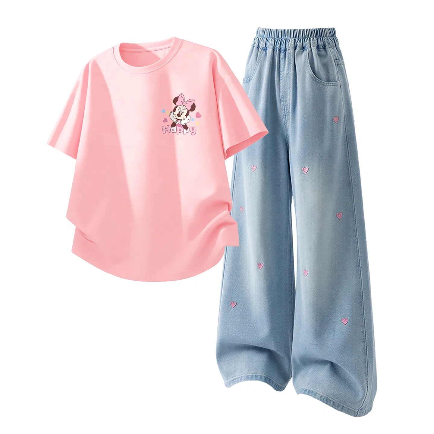 Детский спортивный костюм Casual Sportswear 2 Piece Set Disney, Dazzle Heart K Pink+Solid Color Denim Light Blue — фото 4