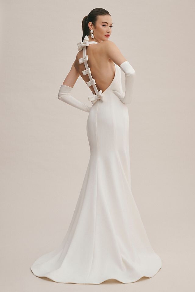 

Свадебное платье Viktor & Rolf for BHLDN Maisie с высоким воротником и бантом на спине, айвори