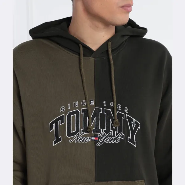 Двухцветная толстовка свободного кроя с капюшоном Tjm rlx varsity Tommy Hilfiger, хаки — фото 4