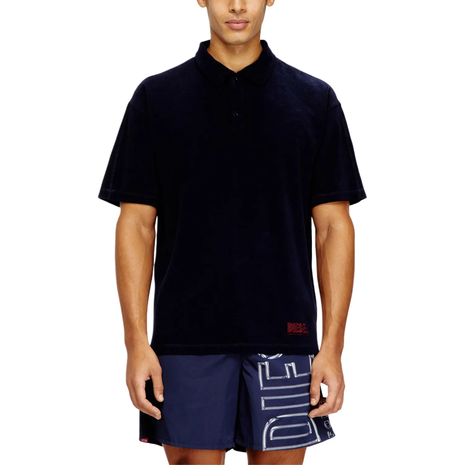 DIESEL Polo Shirts Men's Blue Polo Collar Moderate Straight Fit — фото 4