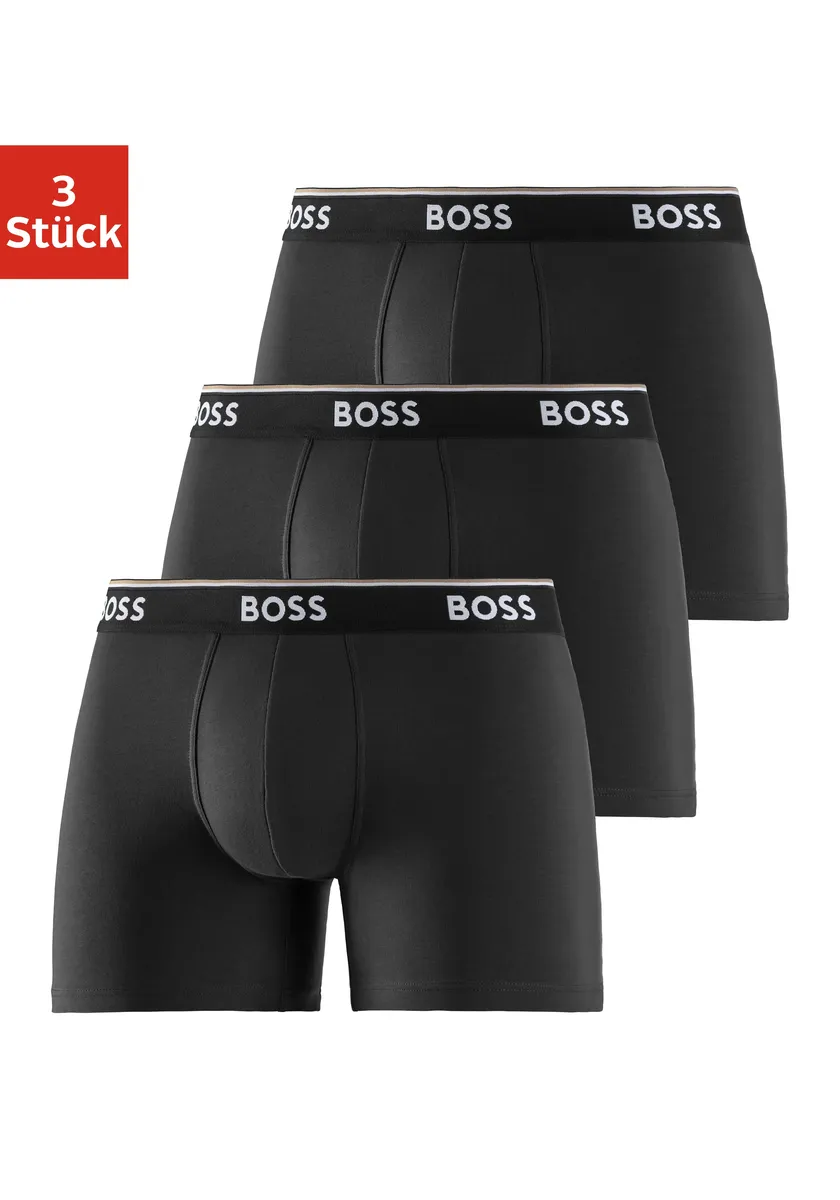 

Длинные боксеры BOSS "Boxer Brief 3P" (3 шт. в упаковке) с тканым поясом соответствующего цвета, черный
