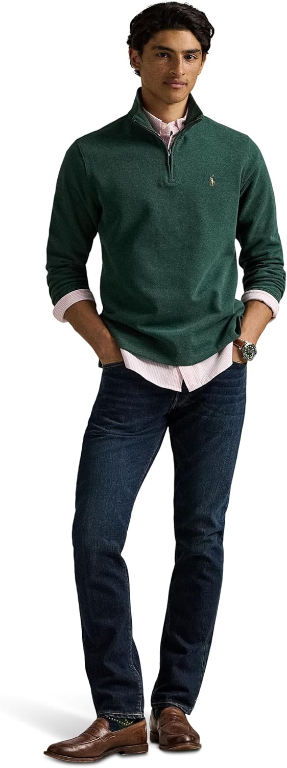 Polo Ralph Lauren мужская флисовая толстовка с длинным рукавом и молнией на четверть, Scotch Pine Heather — фото 4