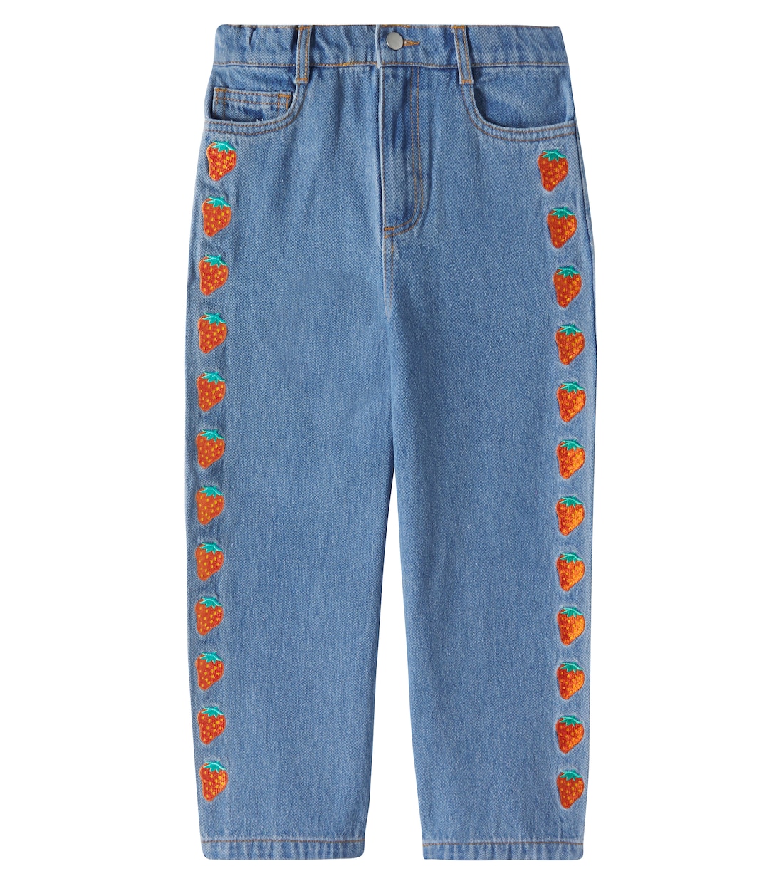 

Прямые джинсы клубники Tinycottons, Light Blue Denim