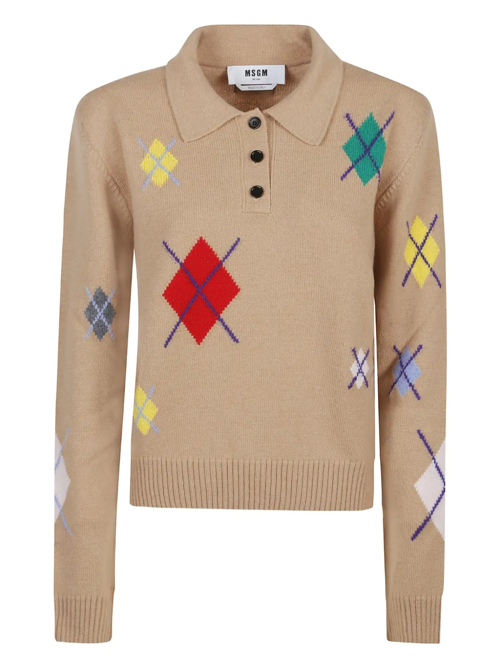 

Поло с украшением из бриллиантов Msgm, бежевый
