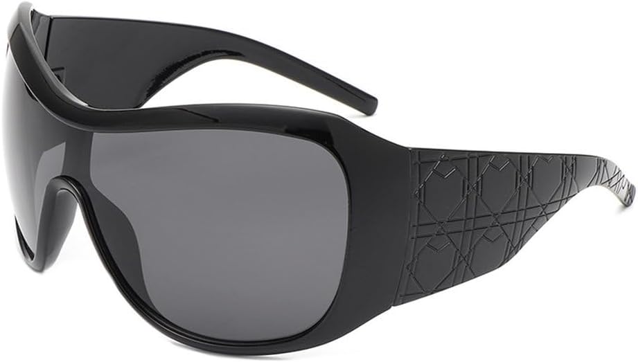 

Цельные солнцезащитные очки большого размера для женщин и мужчин, винтажные солнцезащитные очки-щитки с градиентным переходом в стиле хип-хоп, женские очки для вождения HYYZZC, Black Gray