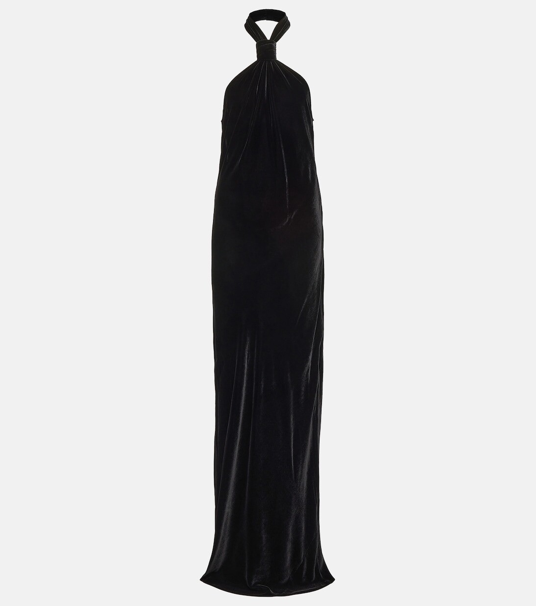 

Бархатное платье макси с воротником халтер Ann Demeulemeester, черный